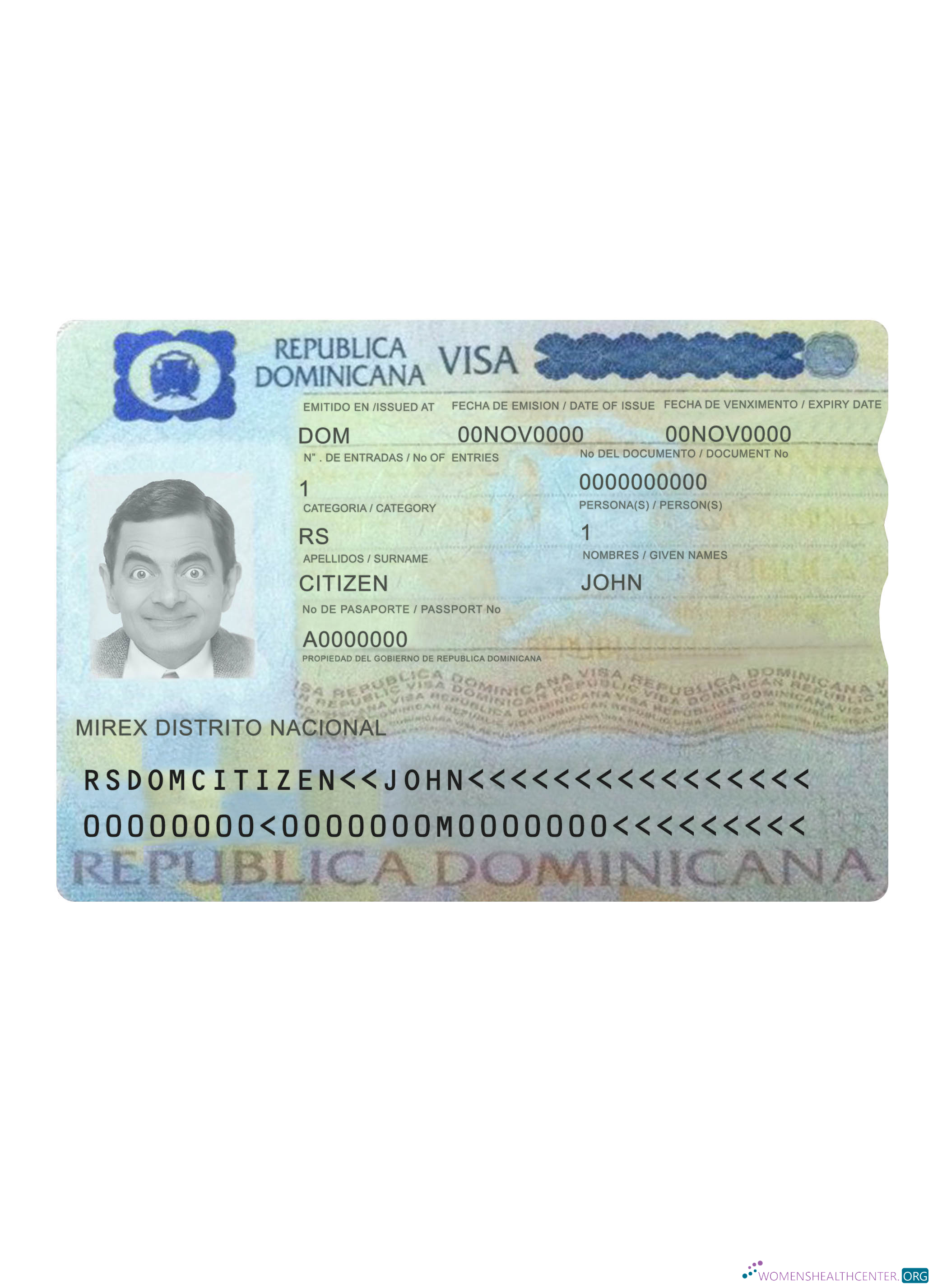 Download Dominican Republic travel visa Photoshop template